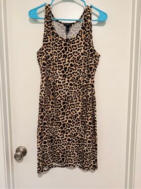 Leopard Print Tank Mini Dress - Black & Tan